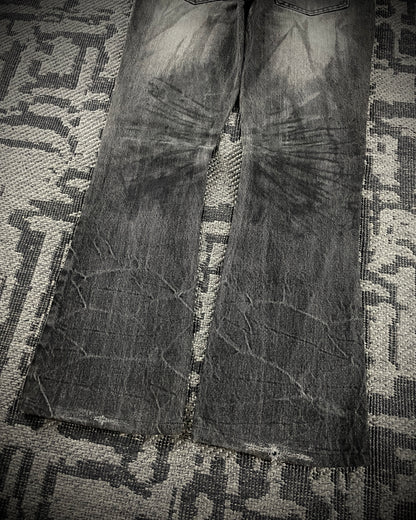 Fuga Waxed Distressed Flared Denim