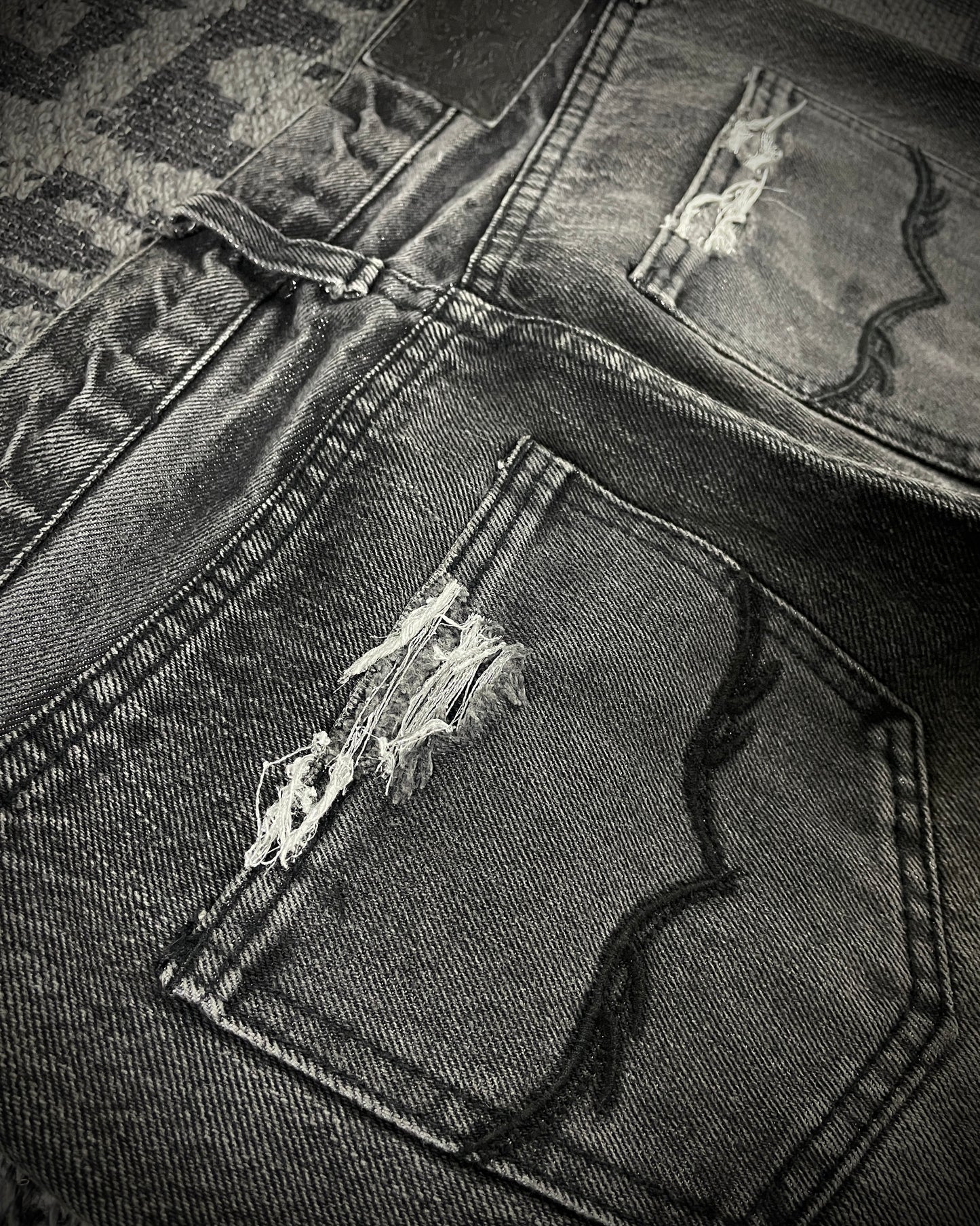 Fuga Waxed Distressed Flared Denim