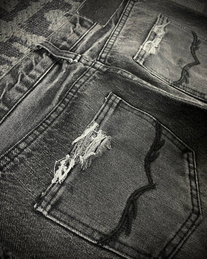 Fuga Waxed Distressed Flared Denim