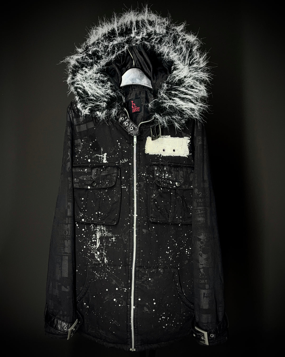 H.NAOTO H.ANARCHY Graphic Fur Hooded Jacket