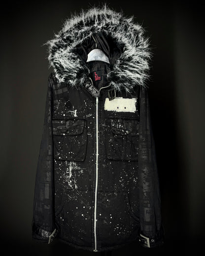 H.NAOTO H.ANARCHY Graphic Fur Hooded Jacket