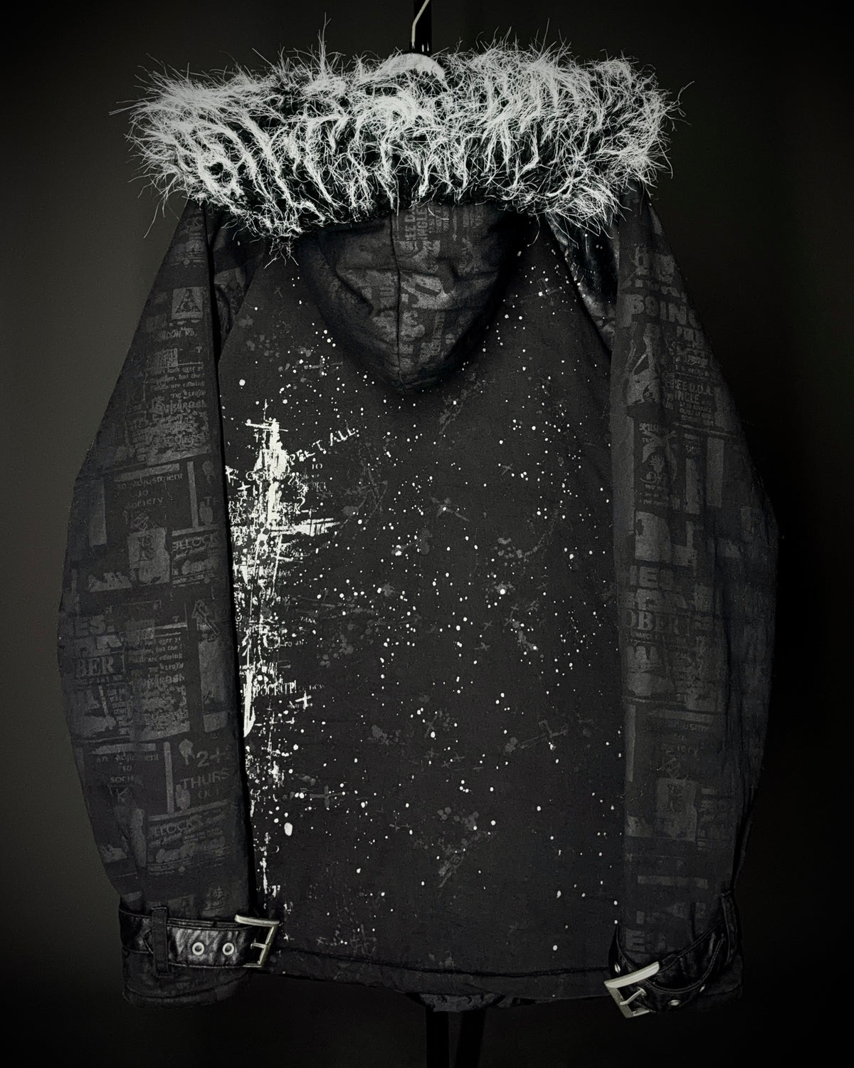 H.NAOTO H.ANARCHY Graphic Fur Hooded Jacket
