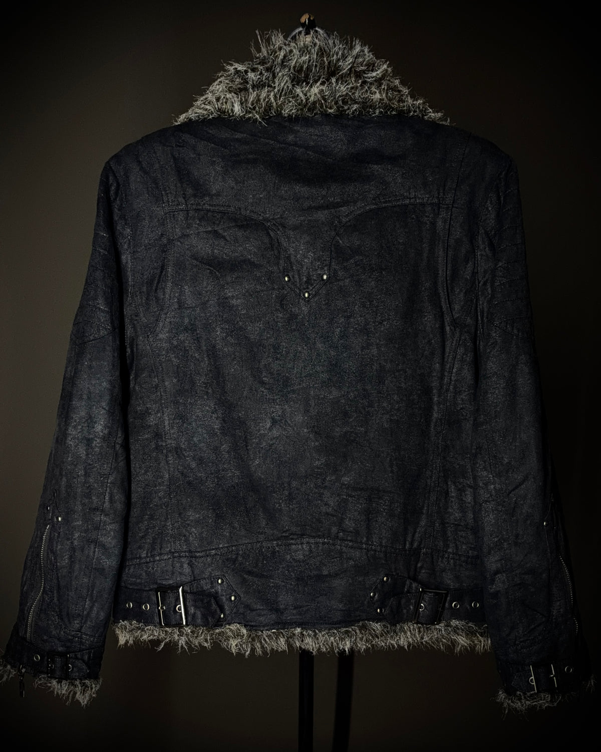 In the Attic Glossy Faux Fur Biker Jacket