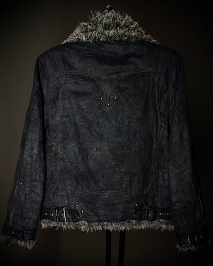 In the Attic Glossy Faux Fur Biker Jacket