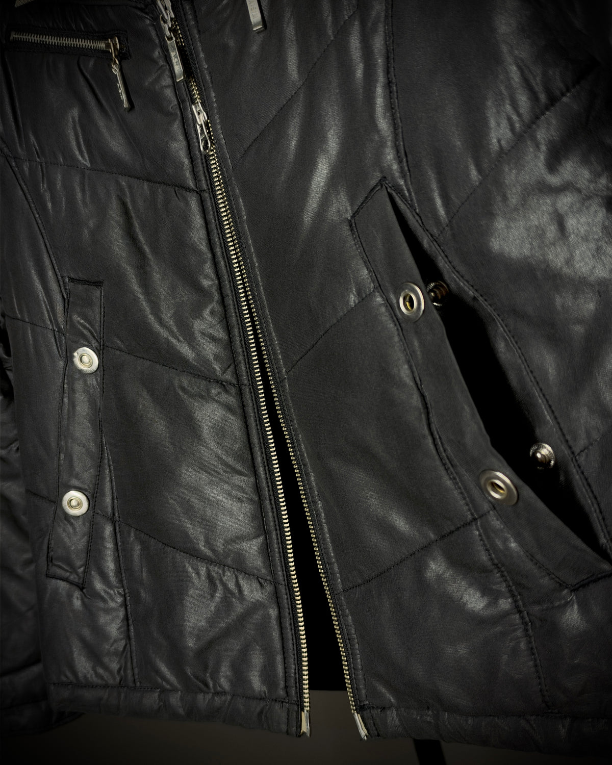 Atelier Sab Men Black Glossy Quilted Jacket