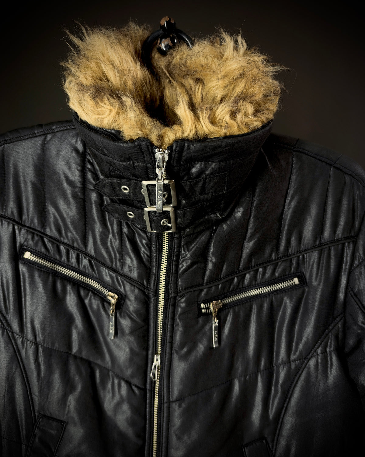Atelier Sab Men Black Glossy Quilted Jacket