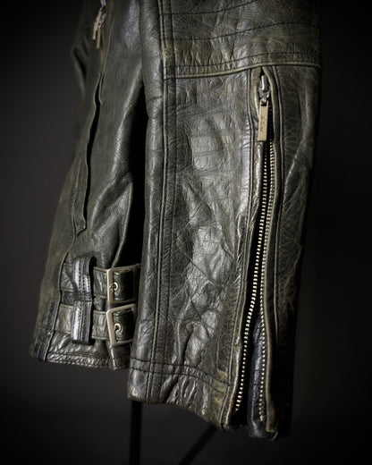 Atelier Sab Men Faded Buffalo Leather Biker Jacket