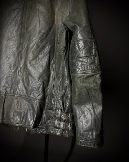 Atelier Sab Men Faded Buffalo Leather Biker Jacket