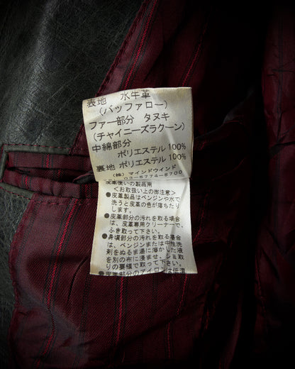 Atelier Sab Men Faded Buffalo Leather Biker Jacket