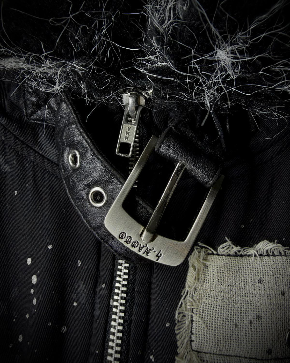 H.NAOTO H.ANARCHY Graphic Fur Hooded Jacket