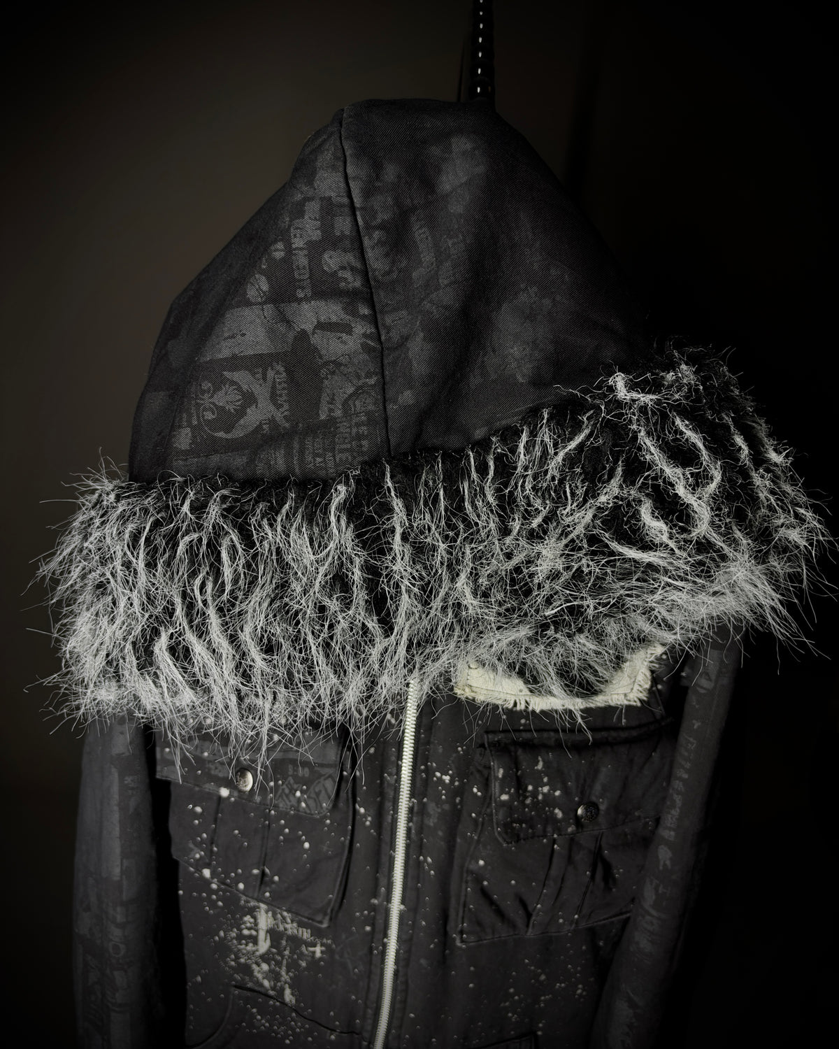 H.NAOTO H.ANARCHY Graphic Fur Hooded Jacket