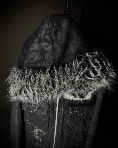 H.NAOTO H.ANARCHY Graphic Fur Hooded Jacket