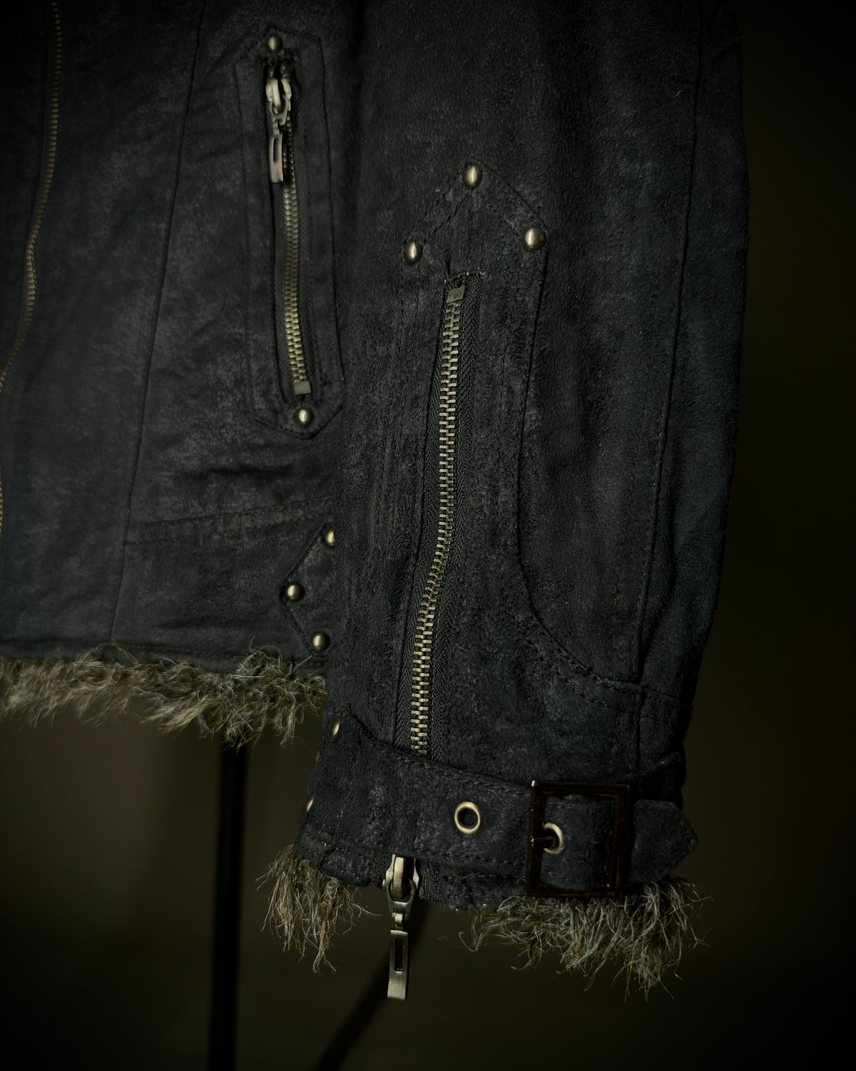 In the Attic Glossy Faux Fur Biker Jacket