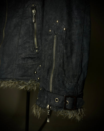 In the Attic Glossy Faux Fur Biker Jacket