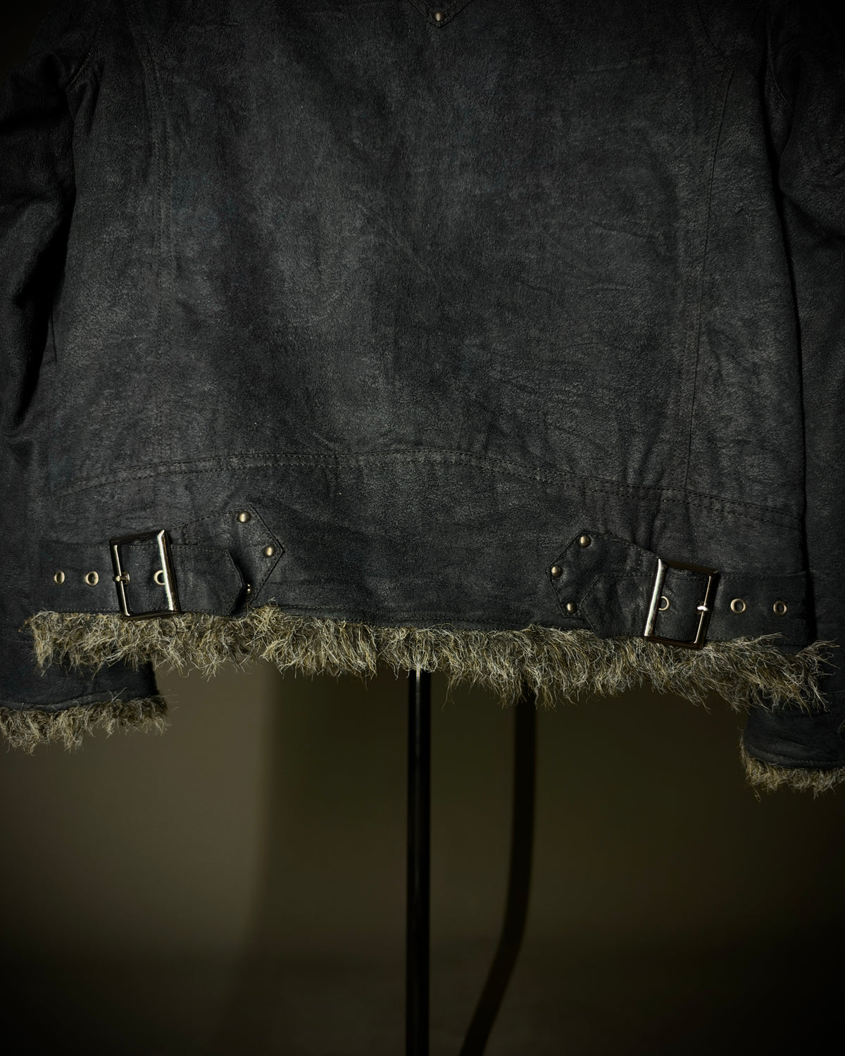 In the Attic Glossy Faux Fur Biker Jacket
