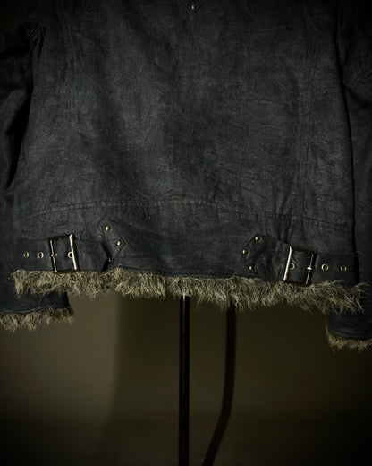 In the Attic Glossy Faux Fur Biker Jacket