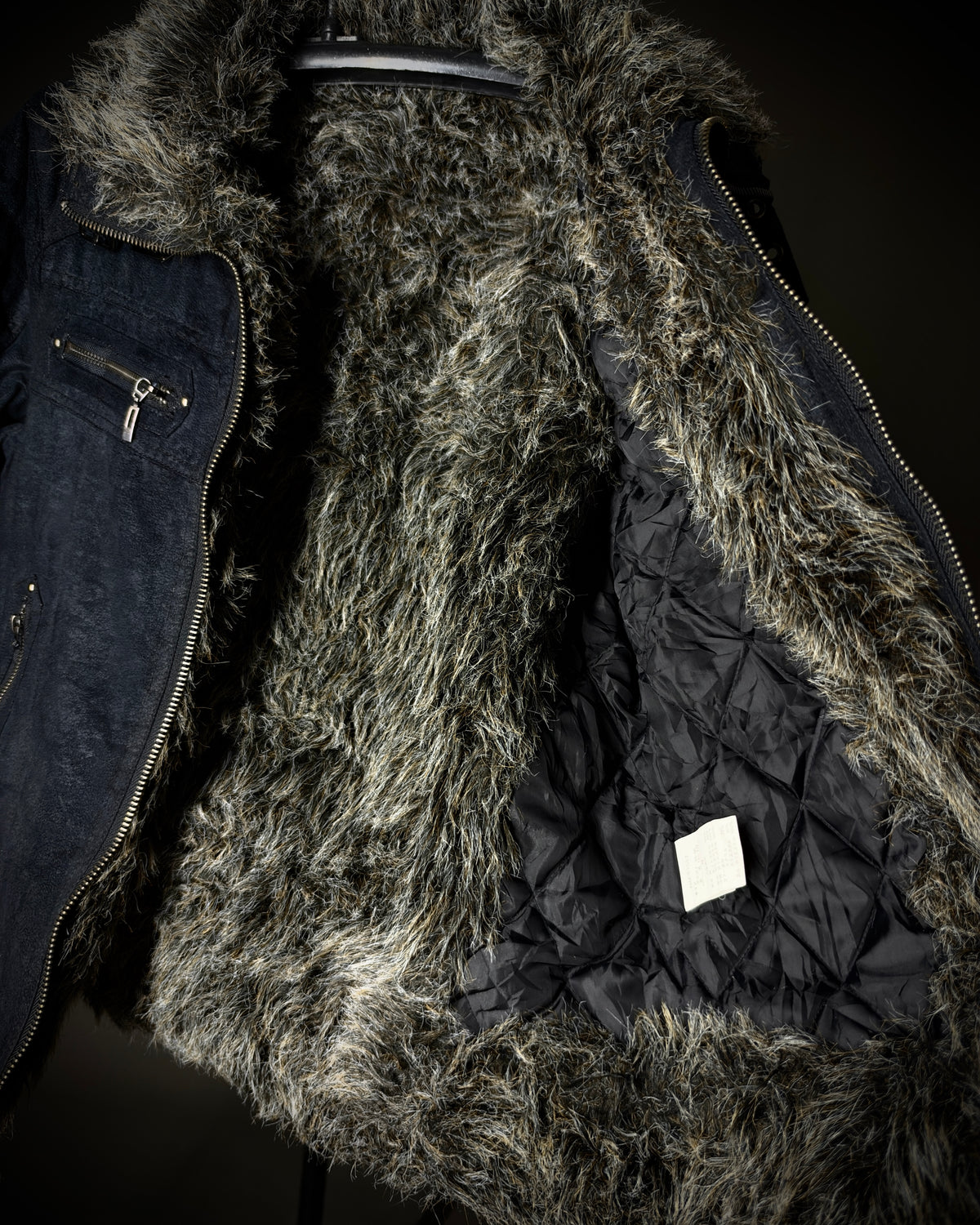 In the Attic Glossy Faux Fur Biker Jacket
