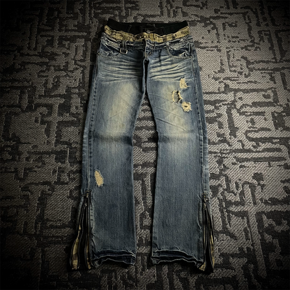 Midas Triple Waist Distressed Flared Jeans