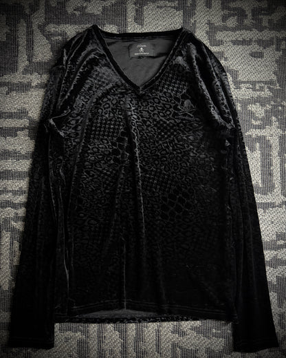 Roen × Semantic Design Tonal Leopard Velour V Neck Top