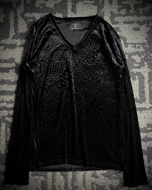 Roen × Semantic Design Tonal Leopard Velour V Neck Top