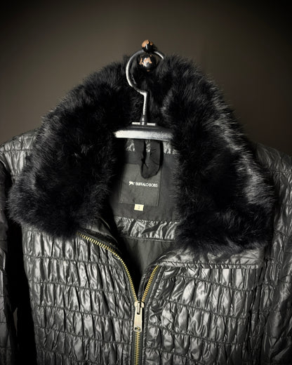 Buffalo Bobs Glossy Crinkled Rabbit Fur Collar Jacket
