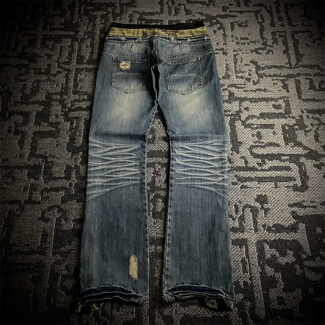 Midas Triple Waist Distressed Flared Jeans