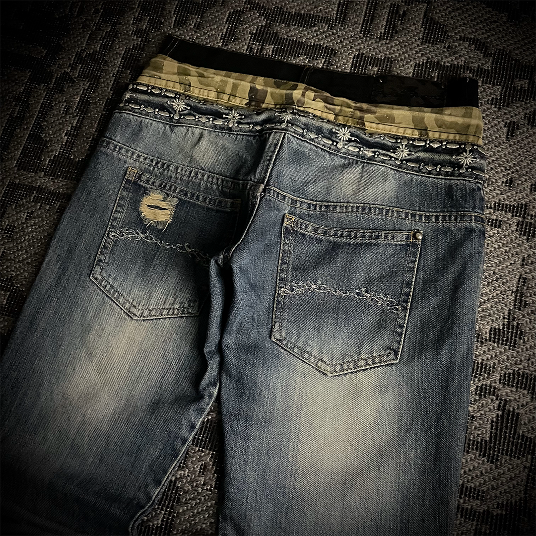 Midas Triple Waist Distressed Flared Jeans