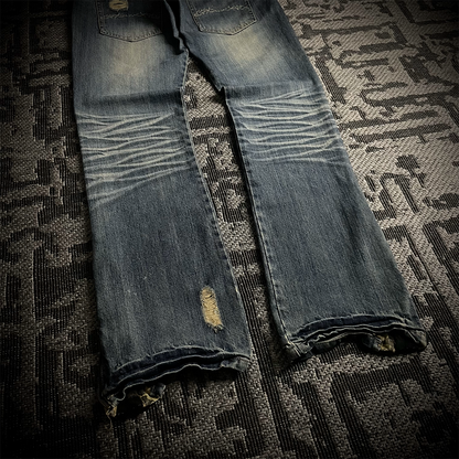 Midas Triple Waist Distressed Flared Jeans