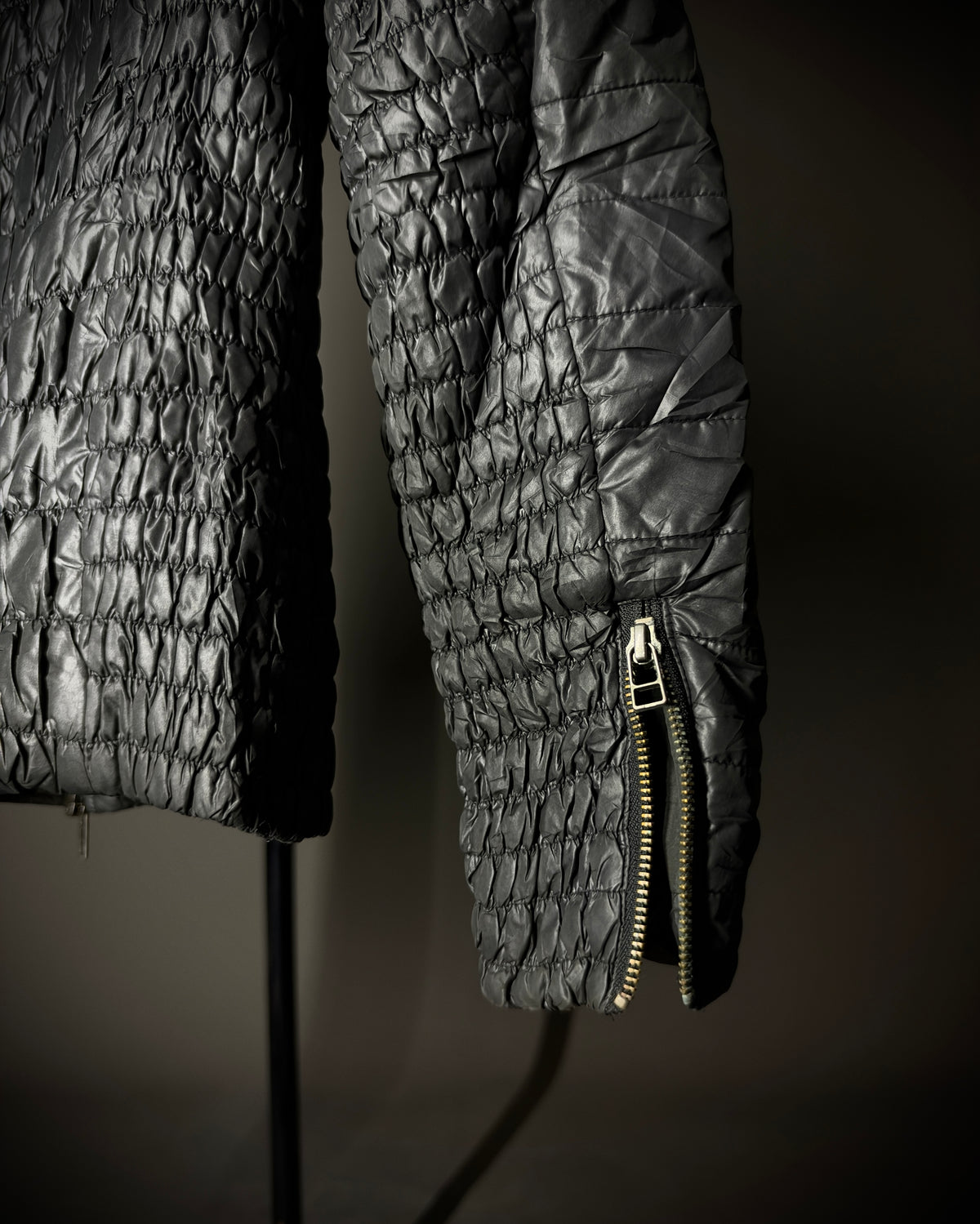 Buffalo Bobs Glossy Crinkled Rabbit Fur Collar Jacket
