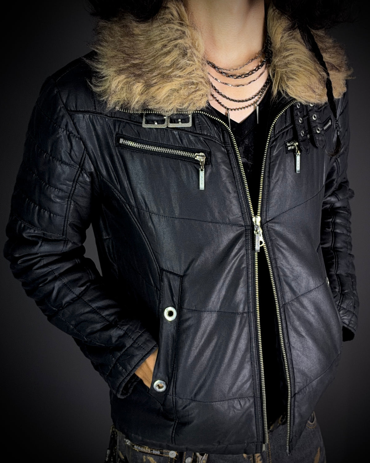 Atelier Sab Men Black Glossy Quilted Jacket