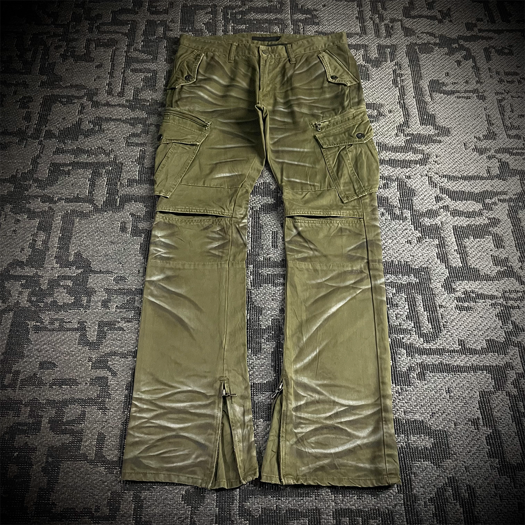 FUGA Whiskered Multizipper Flared Cargo Pants
