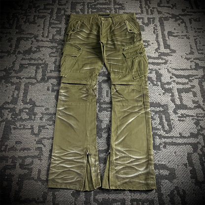 FUGA Whiskered Multizipper Flared Cargo Pants