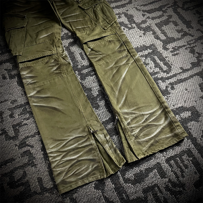 FUGA Whiskered Multizipper Flared Cargo Pants