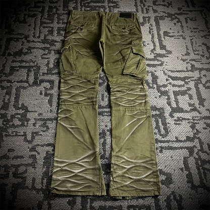 FUGA Whiskered Multizipper Flared Cargo Pants