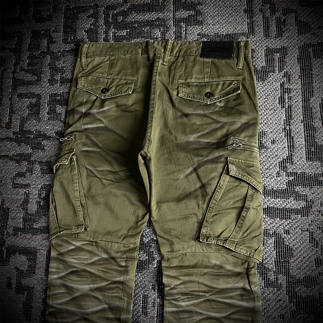 FUGA Whiskered Multizipper Flared Cargo Pants