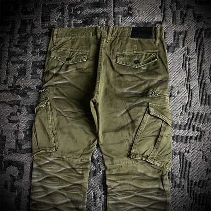 FUGA Whiskered Multizipper Flared Cargo Pants