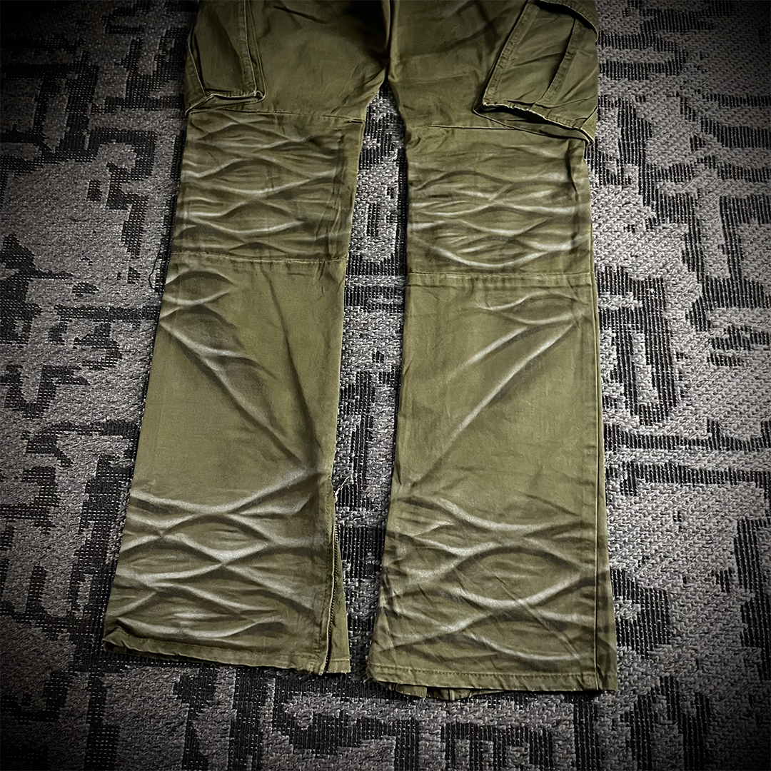 FUGA Whiskered Multizipper Flared Cargo Pants