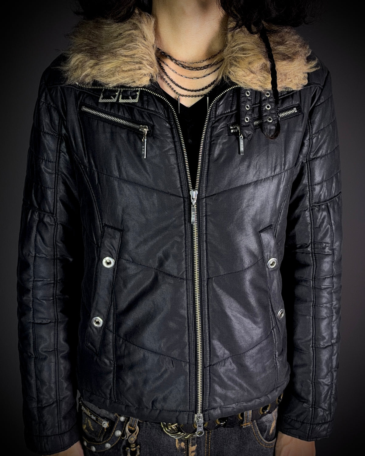 Atelier Sab Men Black Glossy Quilted Jacket