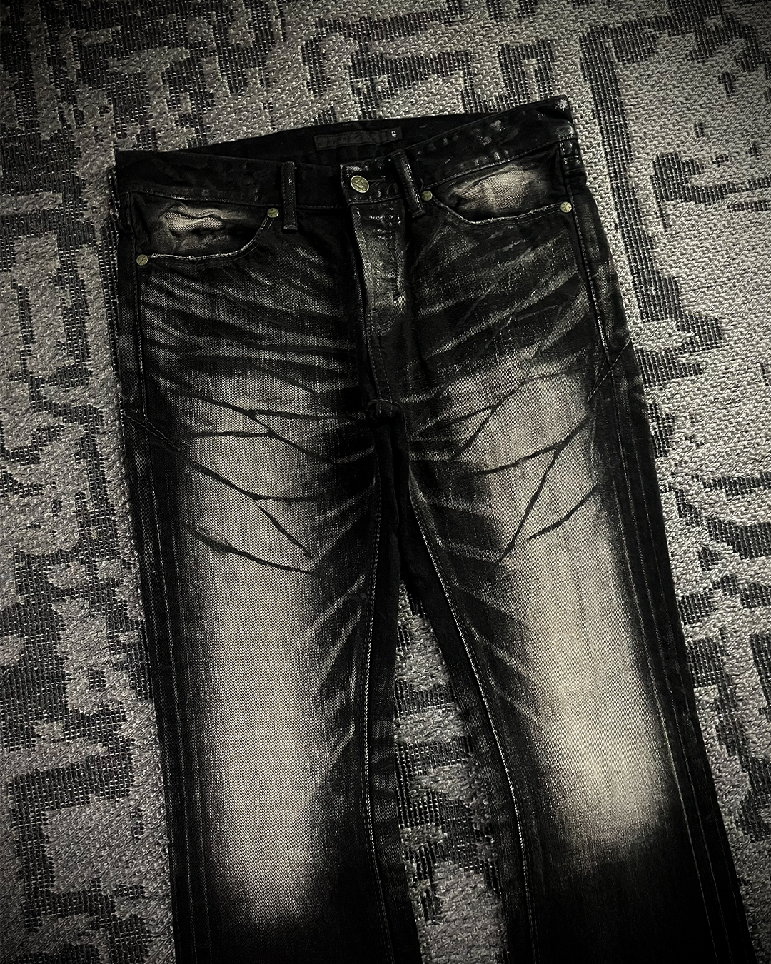Fuga Whiskered Wax Black Jeans