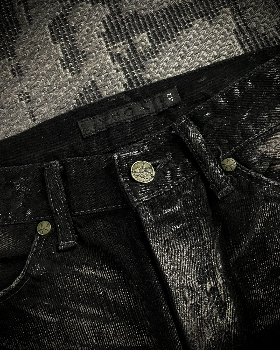 Fuga Whiskered Wax Black Jeans