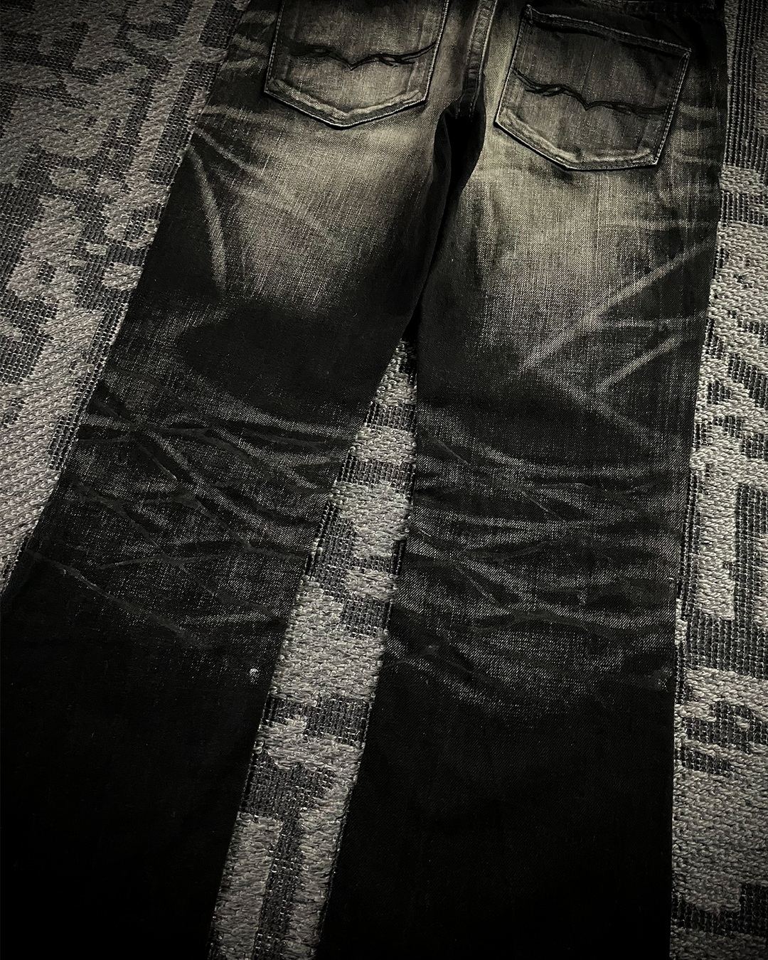 Fuga Whiskered Wax Black Jeans