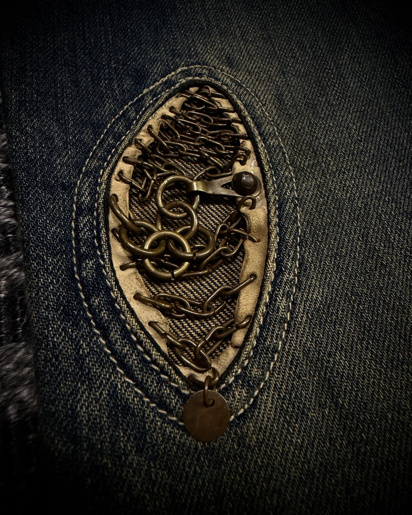 Share Spirit Distressed Skull Chain Cut-Out Bootcut Jeans