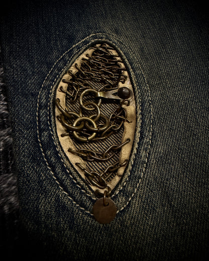 Share Spirit Distressed Skull Chain Cut-Out Bootcut Jeans