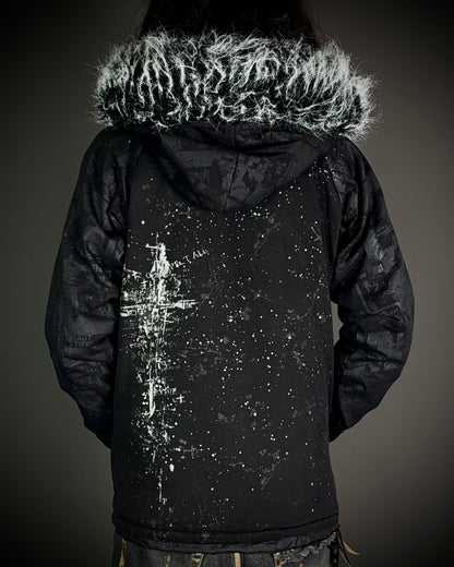 H.NAOTO H.ANARCHY Graphic Fur Hooded Jacket
