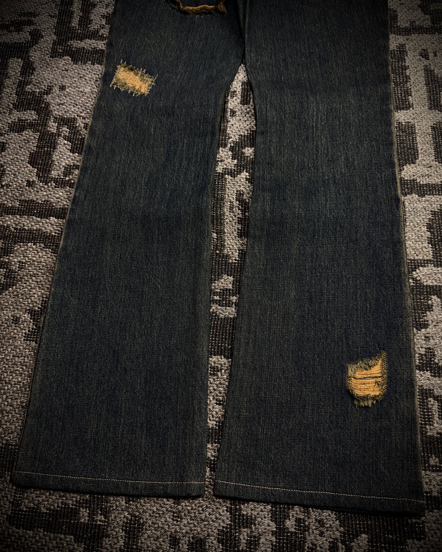 Share Spirit Distressed Skull Chain Cut-Out Bootcut Jeans