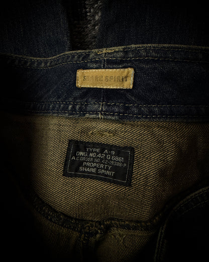 Share Spirit Distressed Skull Chain Cut-Out Bootcut Jeans