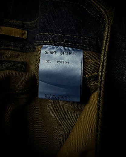 Share Spirit Distressed Skull Chain Cut-Out Bootcut Jeans