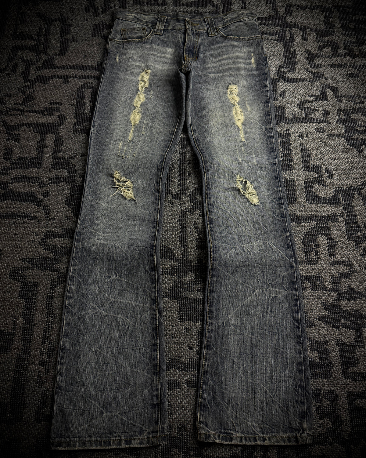Semantic Design Faded Cracked Bootcut Jeans