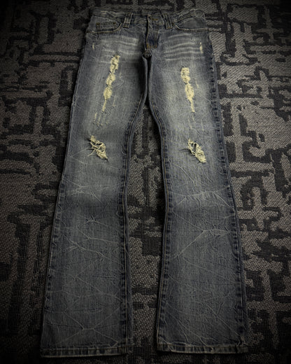 Semantic Design Faded Cracked Bootcut Jeans