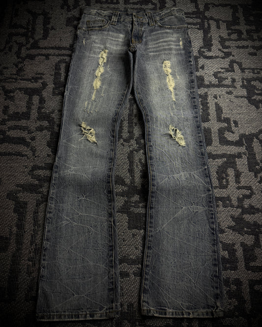 Semantic Design Faded Cracked Bootcut Jeans